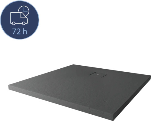 Receveur de douche en fonte minérale BREUER Modern Line Express Q72 aspect pierre anthracite 100 x 100 cm Receveur de douche avec garniture d'écoulement et indication du délai de livraison
