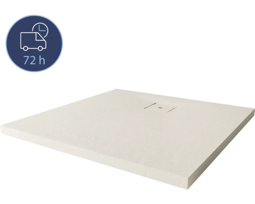 Receveur de douche en fonte minérale BREUER Modern Line Express Q72 aspect pierre grès 90 x 90 cm Receveur de douche carré avec drain et délai de livraison de 72 heures