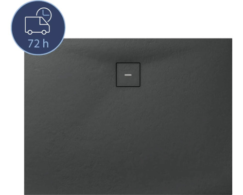 Receveur de douche en fonte minérale BREUER Modern Line Express Q72 aspect pierre anthracite 80 x 120 cm Receveur de douche avec écoulement et indication du délai de livraison de 72 heures