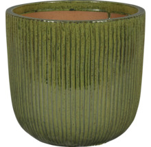 Pot de fleurs vert avec rainures verticales