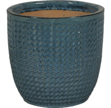 Pot de fleurs bleu avec surface texturée pour l'intérieur et l'extérieur