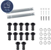 Accessoires de montage pour radiateurs de salle de bain avec deux supports, vis, chevilles, rondelles et corps de vanne