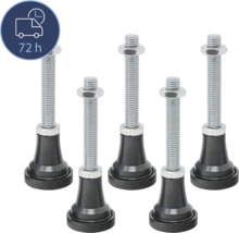 Fünf Möbelfüße mit Gewinde und Mutter