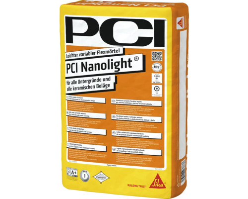 Mortier colle flexible PCI Nanolight pour supports et revêtements céramiques