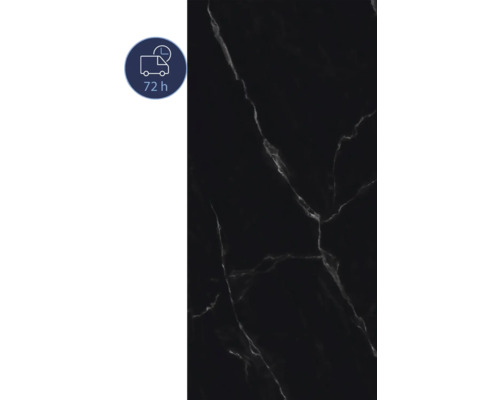 Panneau mural de douche BREUER Express Q72 marbre satiné 255 x 150 cm 1413547000204 Panneau décoratif noir avec marbrures et symbole de délai de livraison de 72 heures