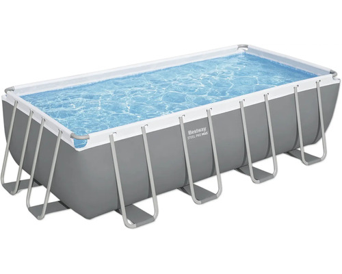 Piscine rectangulaire avec cadre en acier et eau