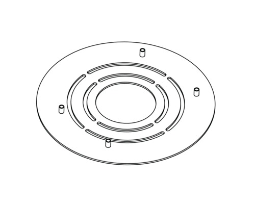 Runde Abdeckplatte mit Aussparungen und Montagebolzen