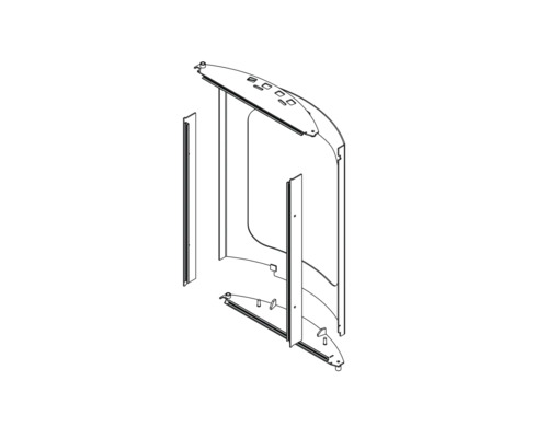Explosionszeichnung einer Duschkabine zur Montage im Badezimmer