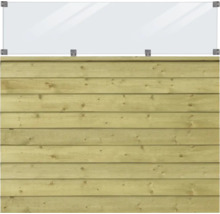 Clôture en bois avec élément supérieur en verre