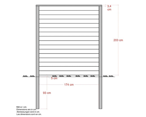 Dimensions d'un écran d'intimité en centimètres