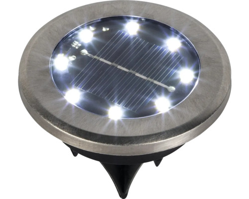 Runde Solarleuchte mit Erdspieß für den Außenbereich