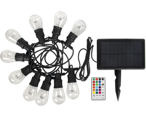 Guirlande lumineuse solaire avec ampoules, panneau solaire et télécommande