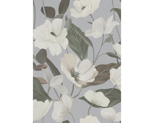 Papier peint à fleurs avec motif floral et feuilles