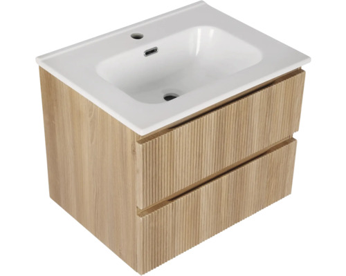 Waschtischunterschrank mit zwei Schubladen und Keramikwaschbecken