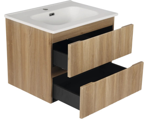 Waschtischunterschrank mit zwei Schubladen und Keramikwaschbecken