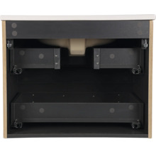 Innenansicht eines Waschtischunterschranks mit Schubladen