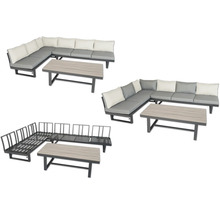 Gartensitzgruppe mit L-förmigem Sofa und Tisch