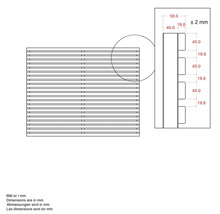 Dessin technique d'un élément de clôture avec des dimensions en millimètres