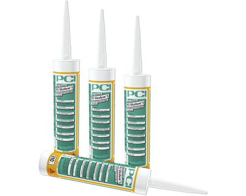 Vier Kartuschen PCI Silcoferm S Silikon-Dichtstoff