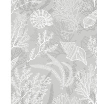 Papier peint avec motifs de coquillages et de plantes
