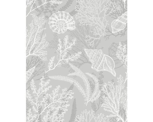 Papier peint avec motifs de coquillages et de plantes