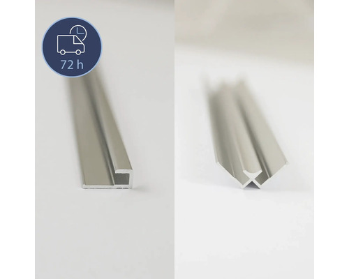 BREUER Profil-Set 1 Express Q72 für Rückwand silber Länge 210 cm 1 Eckprofil und 2 Endprofile 1446001000157 Aluminiumprofil für den Innenausbau mit 72 Stunden Lieferzeit