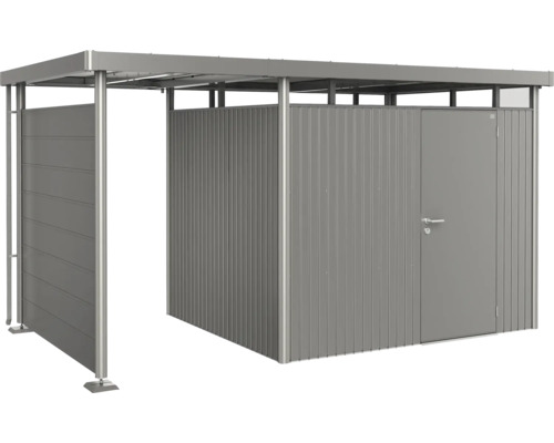 Graue Gerätebox mit Schiebetür und Tür