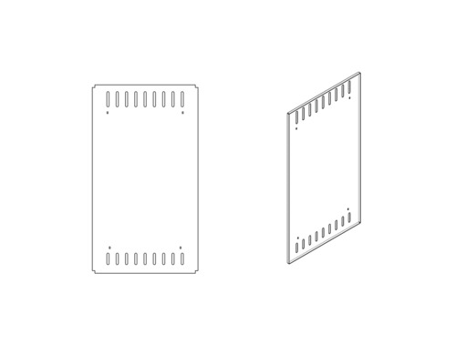 Dessin d'une pièce de mobilier avec des fentes