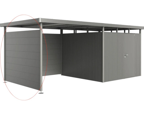 Abri de jardin métallique avec éléments latéraux et porte