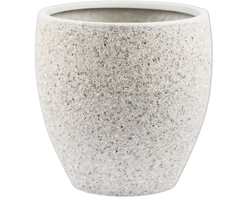 Blumentopf Kieselstein Kunststoff Ø 26 cm H 26 cm hellgrau Runder Pflanztopf aus Steinmaterial