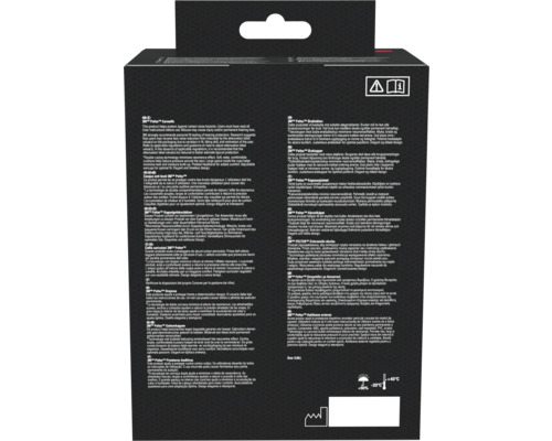 Emballage du casque antibruit 3M Peltor avec informations sur le produit et label environnemental