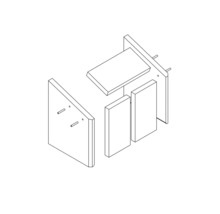 Explosionszeichnung einer modularen Möbelkonstruktion