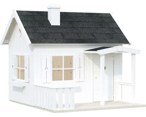 Maisonnette blanche pour enfants avec toit et fenêtres