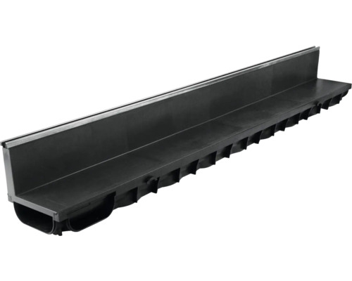 Caniveau de drainage en plastique avec bordure métallique