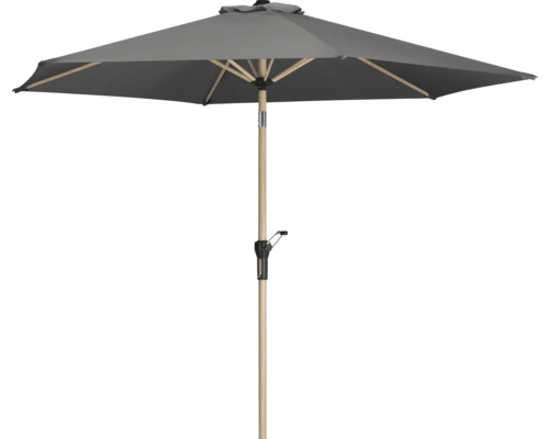Grauer Sonnenschirm mit Holzstiel