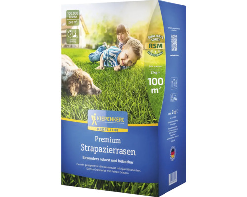 Verpackung Kiepenkerl Premium Strapazierrasen mit RSM-Zertifikat