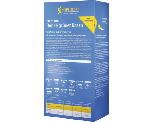 Kiepenkerl Logo, Premium Dunkelgrüner Rasen, Saatgutpackung