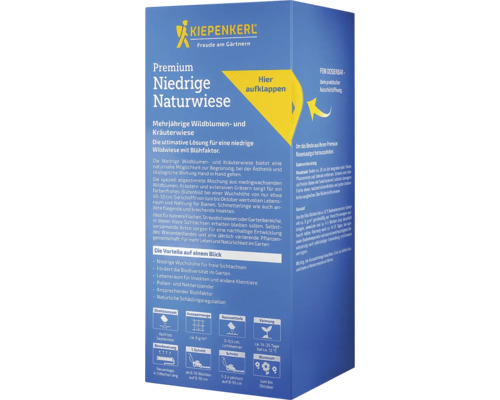 Kiepenkerl Premium Niedrige Naturwiese mit mehrjährigen Wildblumen und Kräutern für eine naturnahe Begrünung.