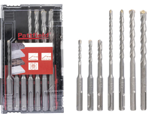 Jeu de forets à pierre Pattfield SDS-Plus 7 pcs Pattfield Jeu de forets à pierre avec monture SDS Plus