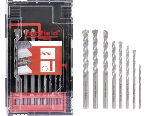 Kit de forets à pierre Pattfield 8 pces, tige ronde Kit de forets à pierre Pattfield 8 pces, tige ronde