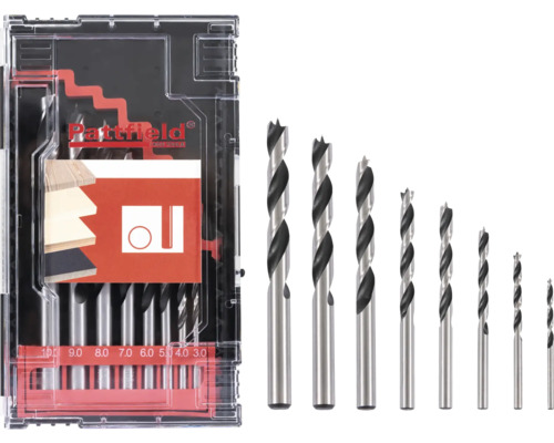 Holzbohrer Set Pattfield 8 tlg., Rundschaft Holzbohrer-Set in transparenter Aufbewahrungsbox