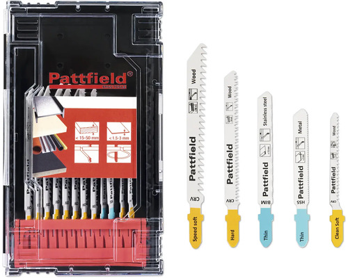 Stichsägeblatt-Set Pattfield 12 tlg., T-Schaft für Holz und Metall Pattfield Stichsägeblätter Set für Holz, Edelstahl und Metall im Aufbewahrungskoffer