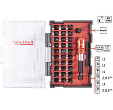 Jeu de douilles Pattfield avec tournevis et différents embouts dans un coffret de rangement transparent