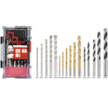 Pattfield Bohrerset mit verschiedenen Bohrertypen und -größen in einer transparenten Aufbewahrungsbox