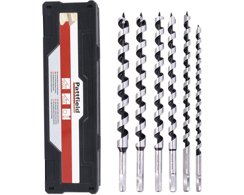 Schlangenbohrer-Set Pattfield 6 tlg. Sechskant, für Holz Pattfield Schlangenbohrer Set mit sechs Teilen und Sechskantaufnahme in einer Aufbewahrungsbox