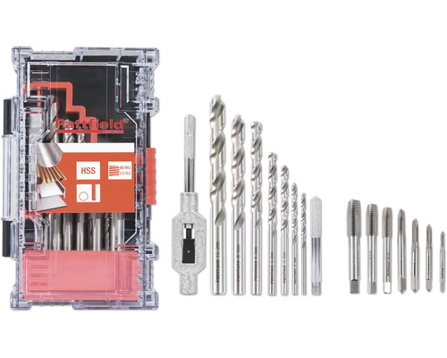 Jeu d'outils à fileter HSS Pattfield 15 pièces Pattfield Tarauds et filières avec forets HSS, livrés en coffret
