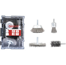 Pattfield Jeu de brosses métalliques avec différents embouts de brosse dans une boîte de rangement