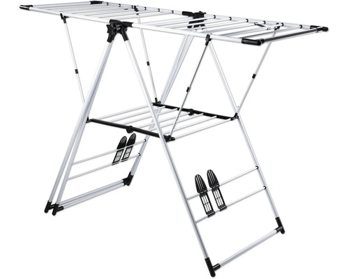 EASYmaxx Wäscheständer mit Kleiderstange schwarz 16443 Wäscheständer aus Metall zum Trocknen von Kleidung