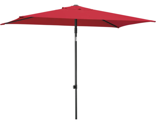 Roter Sonnenschirm mit stabilem Ständer für den Garten