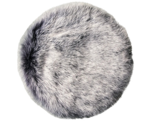 Sitzkissen Kunstfell schwarz Ø 35 cm Runder Teppich aus Kunstfell